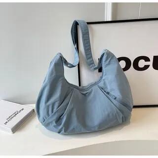 Plain Zipper Pocketed Crossbody Bag Blue by Milha