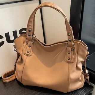 Plain Faux Leather Tote Bag Brown by Skyglow