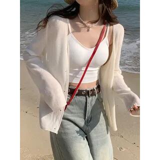 V-Neck Plain Top Almond by Isaaca