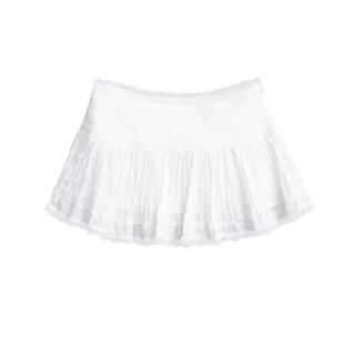 Balletcore Low Waist Lace-Trim Plain Mini A-Line Skirt White by Sosana