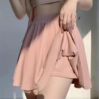 High Rise Plain Mini A-Line Skirt Pink by Yako