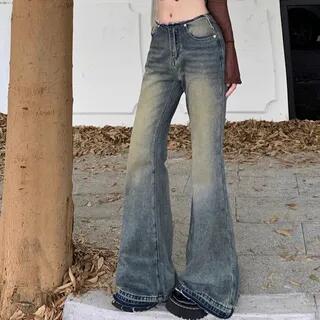 Mid Rise Frayed Flared Jeans Blue | Coline by Coline
