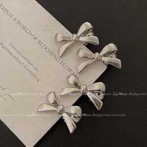 Bow Hair Clip Set 4 Pcs - Silver | LIDO 281361502