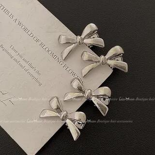 Bow Hair Clip Set 4 Pcs - Silver | LIDO by LIDO
