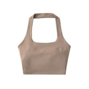Halter Plain Sports Bra Dark Khaki 281361552