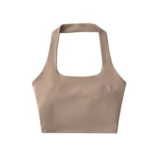 Halter Plain Sports Bra Dark Khaki by Asiris