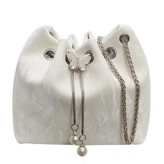 Butterfly Accent Bucket Bag Shoulder Bag - Off-White by Velocia