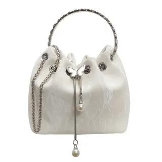 Butterfly Accent Bucket Bag Handbag - Off-White by Velocia