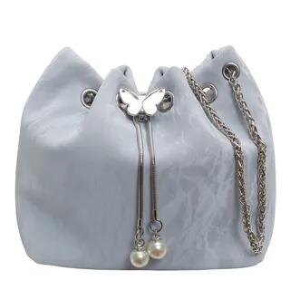 Butterfly Accent Bucket Bag Shoulder Bag - Blue by Velocia