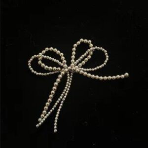 Faux Pearl Bow Shoes Charm Silver 281361639