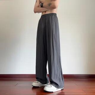 Mid Rise Plain Wide Leg Pants Dark Gray by Deepwood