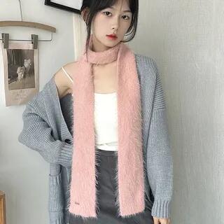 Plain Light Knit Scarf Pink by Epoch