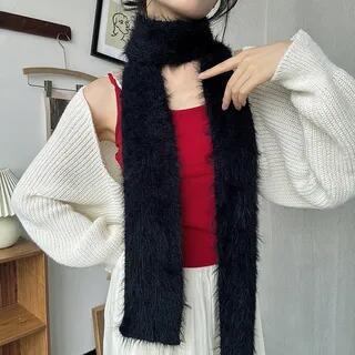 Plain Light Knit Scarf Black by Epoch