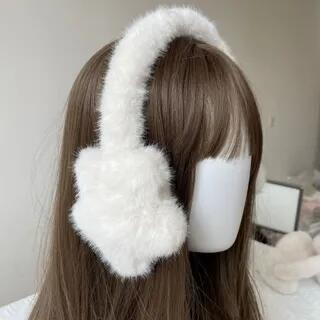 Heart / Star Faux Fur Earmuffs Star - White by Epoch