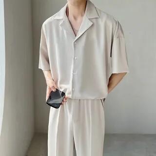 Short-Sleeve Plain Shirt Almond by GRAYCIOUS