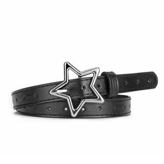 Star Buckled Faux Leather Belt Black | Malnia Home by Malnia Home