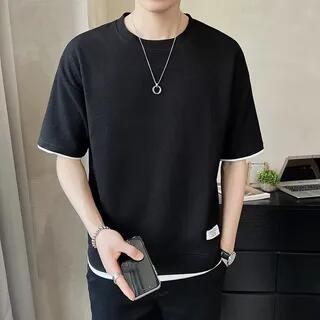 Mock Two-Piece Waffle T-Shirt Black by Blueforce