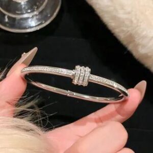 Rhinestone Bangle Ring - Silver | Gaya 281405547
