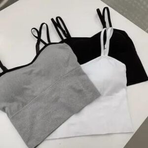 Strappy Plain Crop Top White 281405767