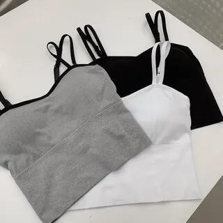 Strappy Plain Crop Top White by Shinsei