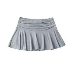 High Waist Ruched Plain Mini Pleated Skirt Light Gray 281405778