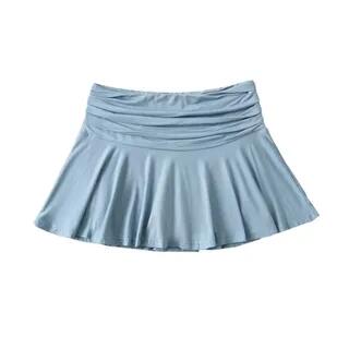 High Waist Ruched Plain Mini Pleated Skirt Blue by Asiris