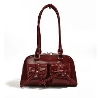 Bow Flap Bowler Bag Red by Indenis