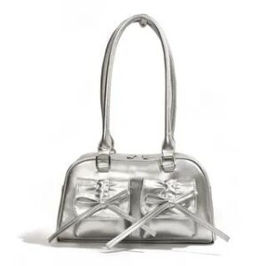 Bow Flap Bowler Bag Silver 281405972