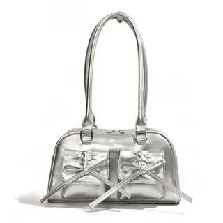 Bow Flap Bowler Bag Silver by Indenis