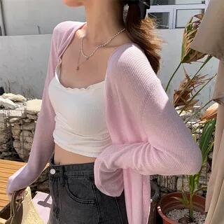 V-Neck Plain Cardigan Purple by Magimomo