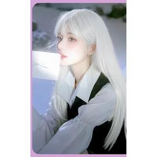 Long Full Wig - Straight With Wig Cap - White by Jasmintinea