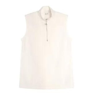 Sleeveless Half Zip Plain Top White 281406490