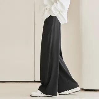 Maternity Mid Rise Plain Wide Leg Pants Black by POKU