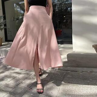 Slit Panel Long A-Line Skirt Black by DABAGIRL