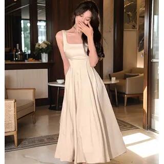 Sleeveless Square Neck Maxi A-line Dress Light Green - Floral by JIYON
