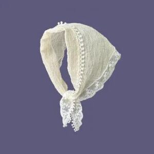 Lace Trim Triangle Bandana 03 - Off White 281406892