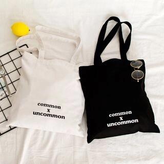 Lettering Canvas Tote Bag Common - Zip Edition - Black by Cady