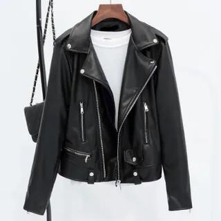 Faux Leather Zip Jacket Black by Triplgold