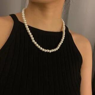 Faux Pearl Necklace 3028 - Silver | Seirios by Seirios