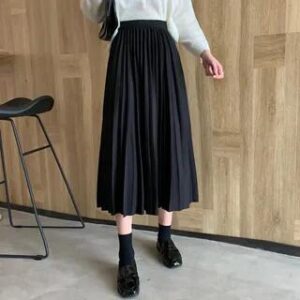 High Waist Pleated Midi Skirt Coffee 281459108