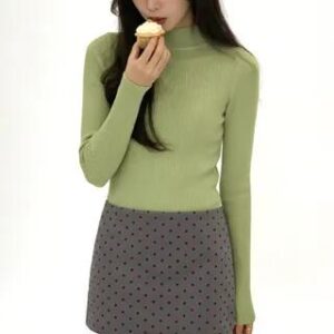 Mock-Neck Long-Sleeve Knit Top Brick Red 281459189