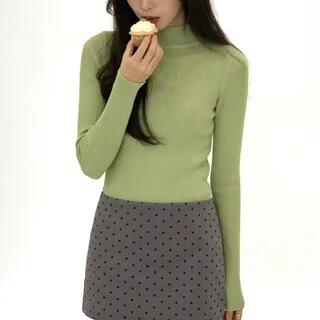 Mock-Neck Long-Sleeve Knit Top Fruit Green by PINPI