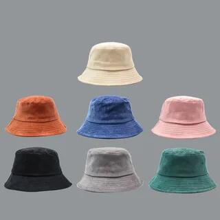 Plain Corduroy Bucket Hat E-141 - Pink by Raconteur