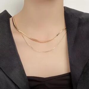Layered Alloy Necklace Silver | PANGU 281459502
