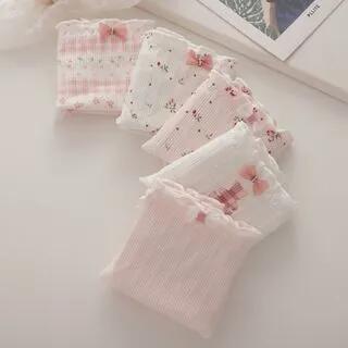 Set of 5: Panties (Various Designs) 5 pcs - White & Pink by Wildery