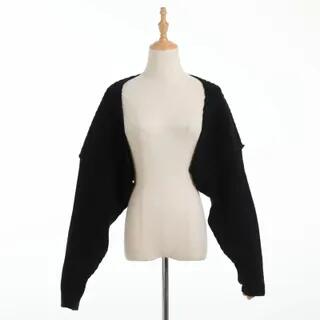 Ribbed Knit Shrug Black by Omibayo