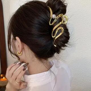 Faux Pearl Hair Claw 5117 - Gold | Kiren by Kiren