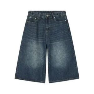 Washed Denim Jorts Dark Blue 281460974