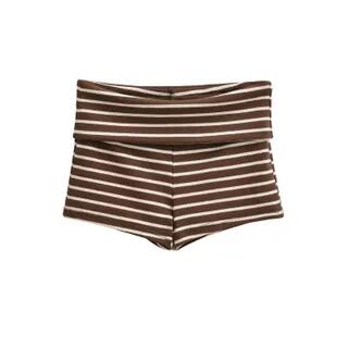 Halter Neck Striped Ruched Open Back Crop Top / Hot Pants Hot Pants - Stripes - Coffee by Colada