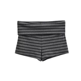 Halter Neck Striped Ruched Open Back Crop Top / Hot Pants Hot Pants - Stripes - Dark Gray by Colada